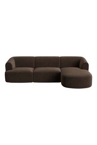 Canapé d'angle droit Campi - Marron - 4 places - En tissu toucher velours