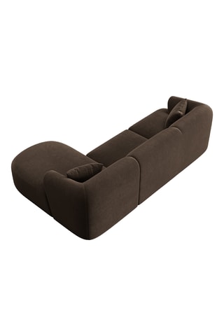 Canapé d'angle droit Campi - Marron - 4 places - En tissu toucher velours
