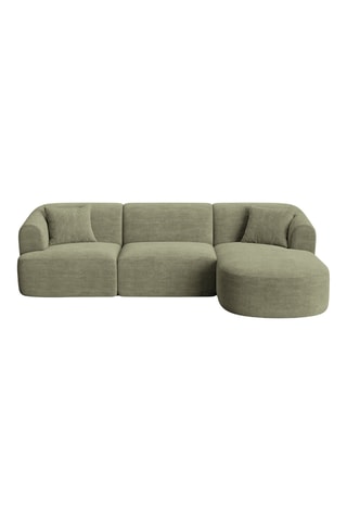 Canapé d'angle droit Campi - Vert - 4 places - En tissu toucher velours