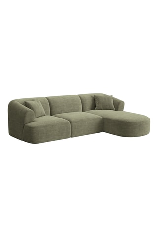 Canapé d'angle droit Campi - Vert - 4 places - En tissu toucher velours