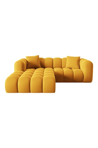 Canapé d'angle gauche Halley - Moutarde - 3 places - En tissu toucher velours