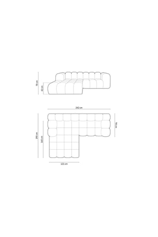 Canapé d'angle gauche Halley - Moutarde - 3 places - En tissu toucher velours