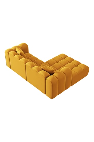 Canapé d'angle gauche Halley - Moutarde - 3 places - En tissu toucher velours