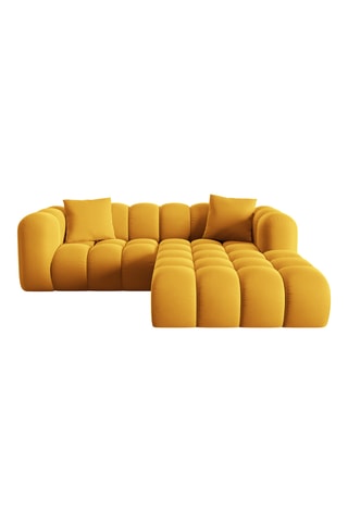 Canapé d'angle droit Halley - Moutarde - 3 places - En tissu toucher velours