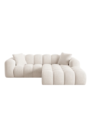 Canapé d'angle droit Treno - Beige - 3 places - En tissu chenille