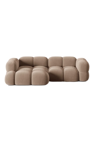 Canapé d'angle gauche Loretto - Marron - 3 places - En tissu toucher velours