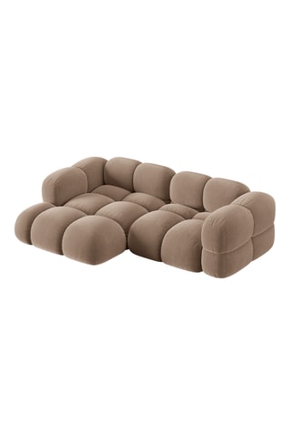 Canapé d'angle gauche Loretto - Marron - 3 places - En tissu toucher velours