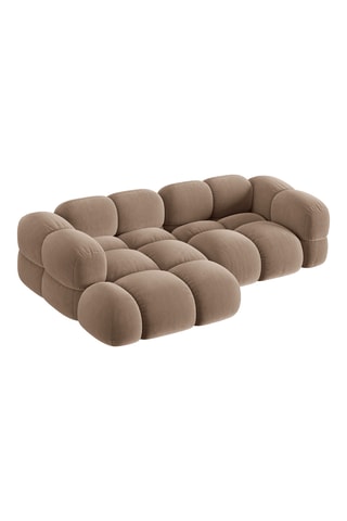 Canapé d'angle gauche Loretto - Marron - 3 places - En tissu toucher velours