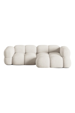 Canapé d'angle droit Loretto - Beige - 3 places - En tissu structuré
