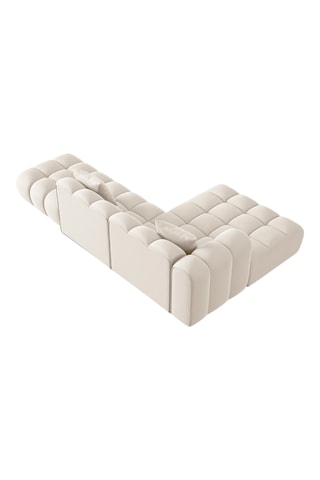 Canapé d'angle gauche Halley - Beige - 5 places - En tissu toucher velours