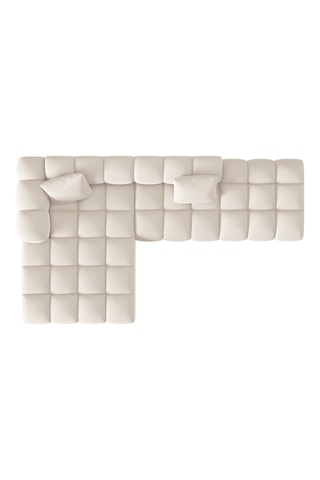 Canapé d'angle gauche Halley - Beige - 5 places - En tissu toucher velours