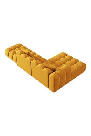 Canapé d'angle gauche Halley - Moutarde - 5 places - En tissu toucher velours