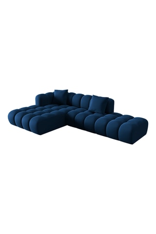 Canapé d'angle gauche Halley - Bleu marine - 5 places - En tissu toucher velours