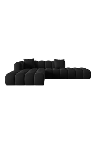 Canapé d'angle gauche Halley - Noir - 5 places - En tissu toucher velours