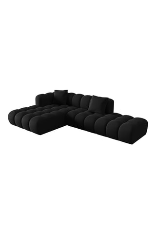 Canapé d'angle gauche Halley - Noir - 5 places - En tissu toucher velours
