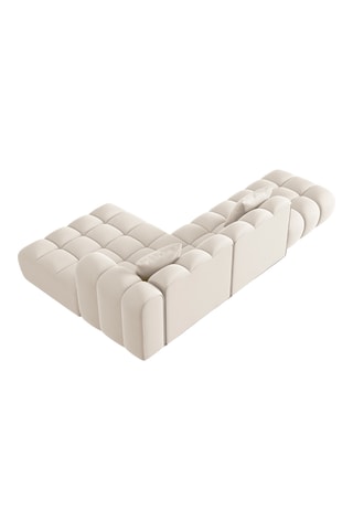 Canapé d'angle droit Halley - Beige - 5 places - En tissu toucher velours