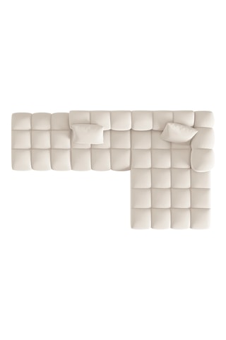 Canapé d'angle droit Halley - Beige - 5 places - En tissu toucher velours