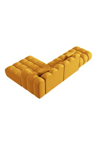 Canapé d'angle droit Halley - Moutarde - 5 places - En tissu toucher velours