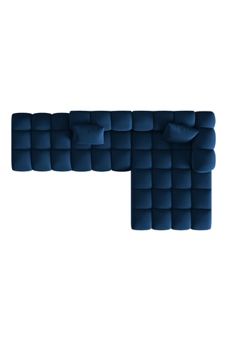 Canapé d'angle droit Halley - Bleu marine - 5 places - En tissu toucher velours