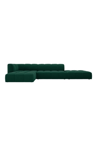 Canapé d'angle gauche Francesca - Vert foncé - 5 places - En tissu toucher velours