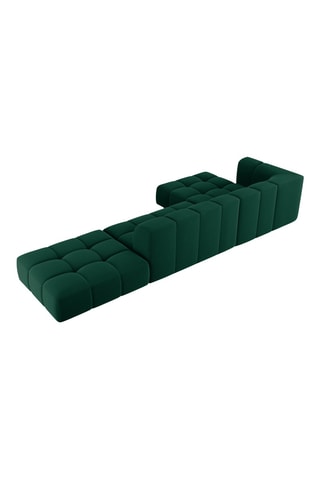 Canapé d'angle gauche Francesca - Vert foncé - 5 places - En tissu toucher velours