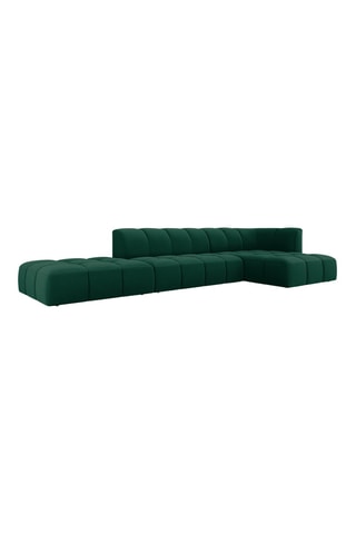 Canapé d'angle droit Francesca - Vert foncé - 5 places - En tissu toucher velours