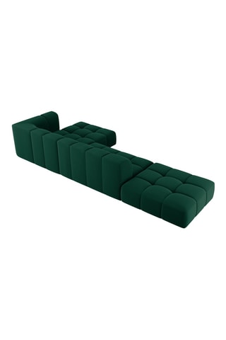 Canapé d'angle droit Francesca - Vert foncé - 5 places - En tissu toucher velours