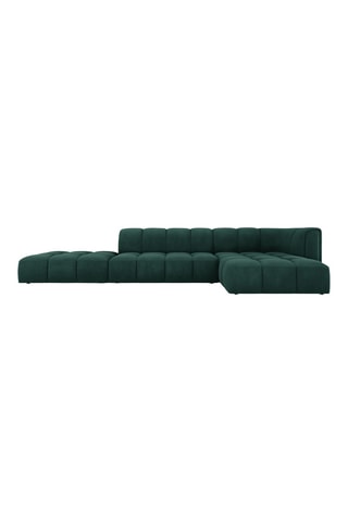 Canapé d'angle droit Francesca - Vert foncé - 5 places - En tissu chenille