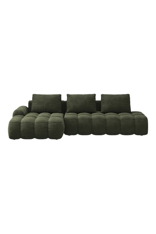 Canapé d'angle gauche Linz - Vert foncé - 3 places - En tissu toucher velours