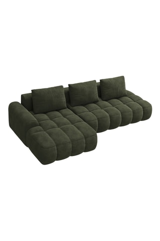 Canapé d'angle gauche Linz - Vert foncé - 3 places - En tissu toucher velours
