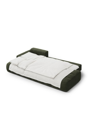 Canapé d'angle gauche Linz - Vert foncé - 3 places - En tissu toucher velours
