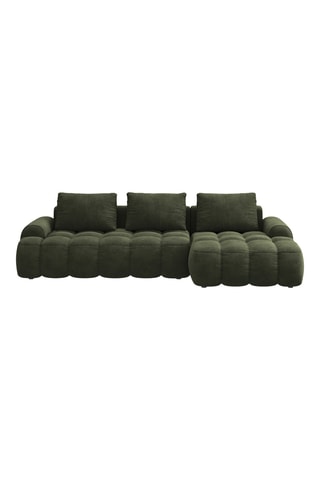 Canapé d'angle droit Linz - Vert foncé - 3 places - En tissu toucher velours