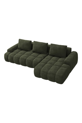 Canapé d'angle droit Linz - Vert foncé - 3 places - En tissu toucher velours