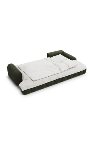 Canapé d'angle droit Linz - Vert foncé - 3 places - En tissu toucher velours