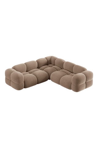 Canapé d'angle Loretto - Marron - 4 places - En tissu toucher velours