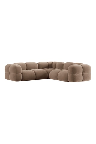 Canapé d'angle Loretto - Marron - 4 places - En tissu toucher velours