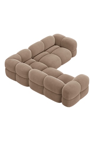 Canapé d'angle Loretto - Marron - 4 places - En tissu toucher velours