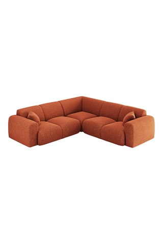 Canapé d'angle Nolio - Orange - 5 places - En tissu chenille