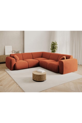 Canapé d'angle Nolio - Orange - 5 places - En tissu chenille