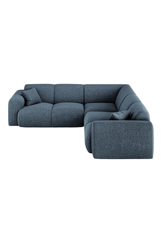Canapé d'angle Nolio - Bleu pétrole - 5 places - En tissu chenille