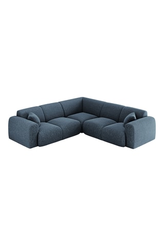 Canapé d'angle Nolio - Bleu pétrole - 5 places - En tissu chenille