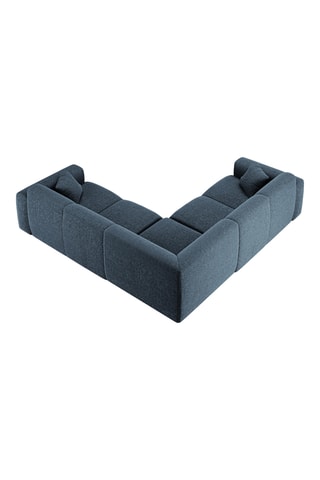 Canapé d'angle Nolio - Bleu pétrole - 5 places - En tissu chenille