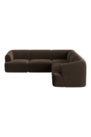 Canapé d'angle Campi - Marron - 6 places - En tissu toucher velours