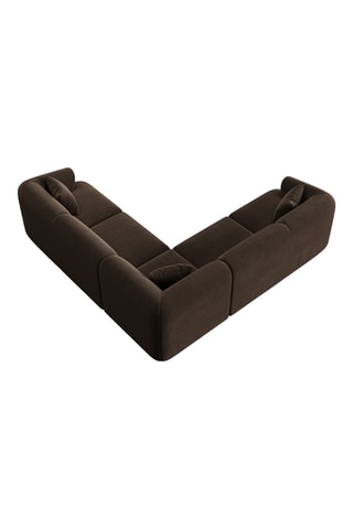Canapé d'angle Campi - Marron - 6 places - En tissu toucher velours
