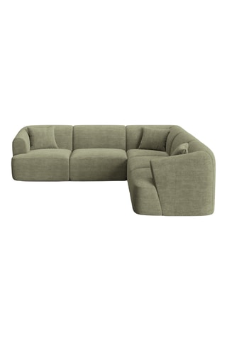 Canapé d'angle Campi - Vert - 6 places - En tissu toucher velours côtelé