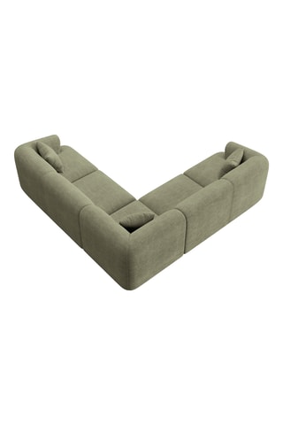 Canapé d'angle Campi - Vert - 6 places - En tissu toucher velours côtelé