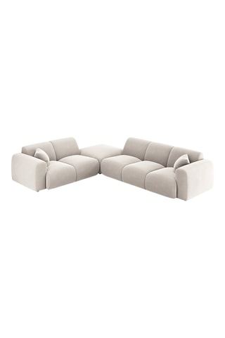 Canapé d'angle gauche Nolio - Beige - 4 places - En tissu toucher velours