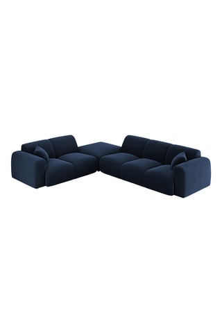 Canapé d'angle gauche Nolio - Bleu marine - 4 places - En tissu toucher velours