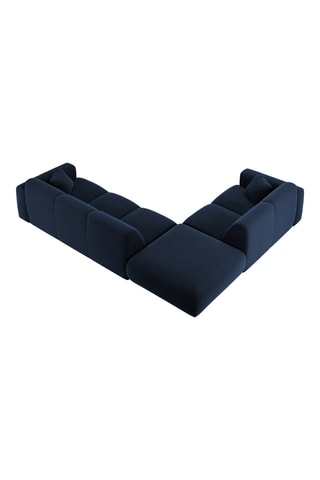 Canapé d'angle gauche Nolio - Bleu marine - 4 places - En tissu toucher velours