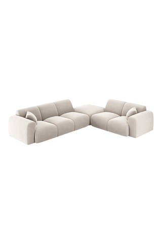Canapé d'angle droit Nolio - Beige - 4 places - En tissu toucher velours